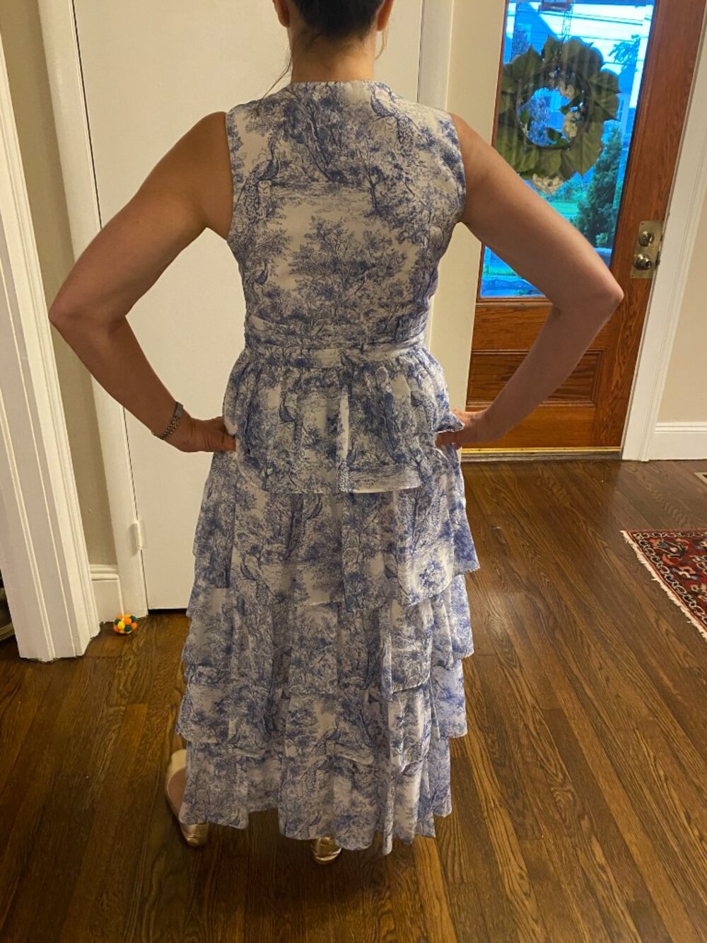 1. State blue floral cotton dress with tiers, size 8 - Picture 2 of 10
